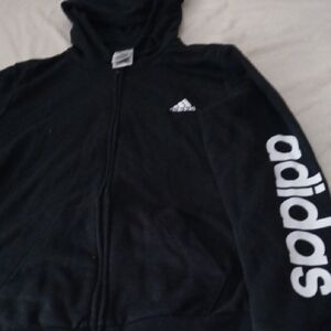 Adidas Black and White Zip-Up Hoodie